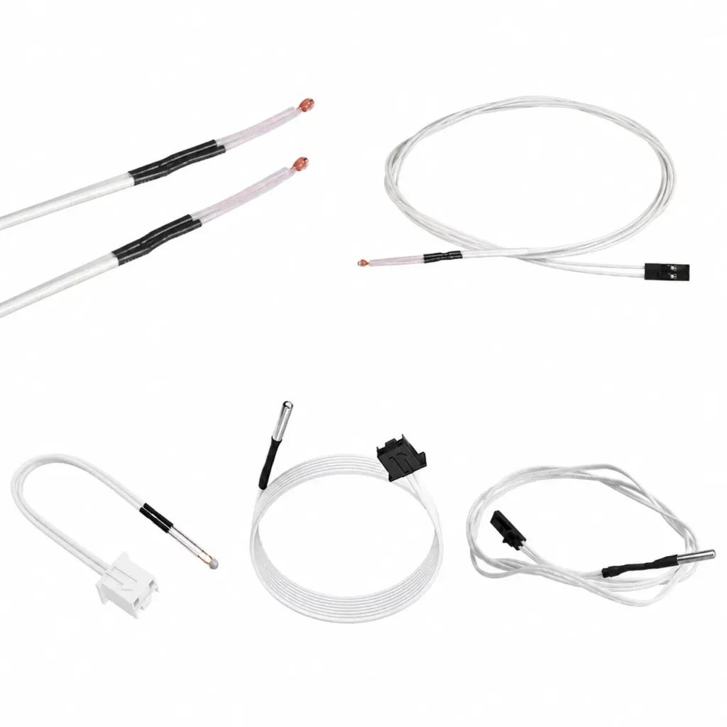 100K NTC thermistor sensor cable assortment for 3D printer hotend temperature detection with bead and metal probe types