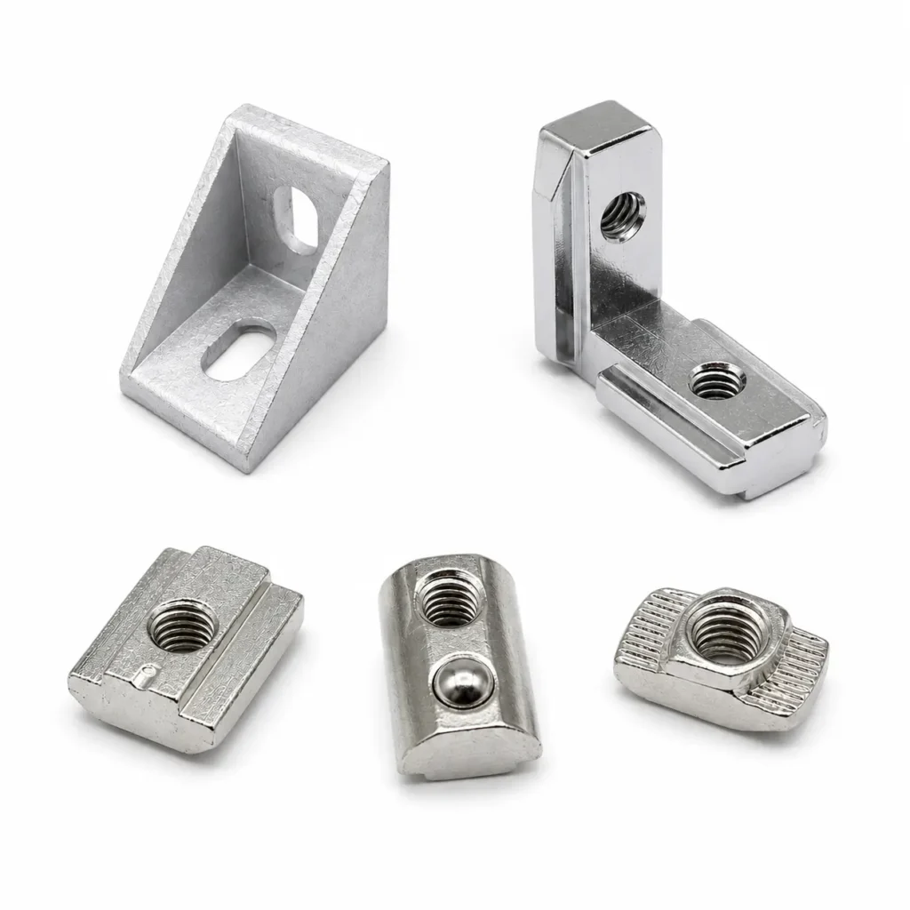 3D printer aluminum profile bracket and T-slot nut kit for frame assembly and motion hardware