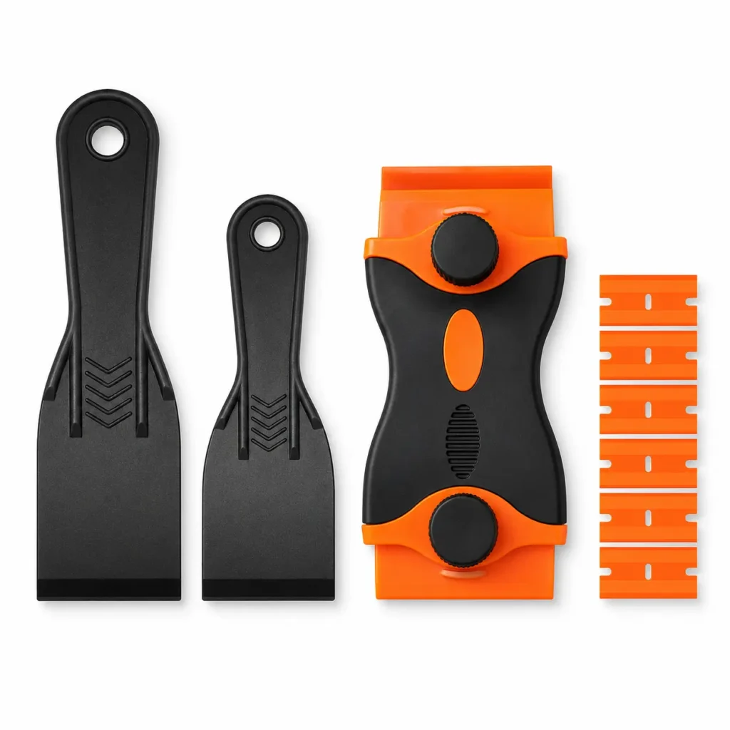 3D printer bed scraper tool and replacement blades for removing prints from build plates