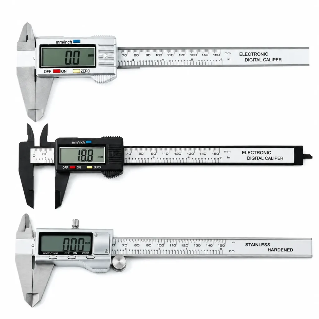 Digital calipers for 3D printer parts measurement, filament diameter checking and assembly inspection
