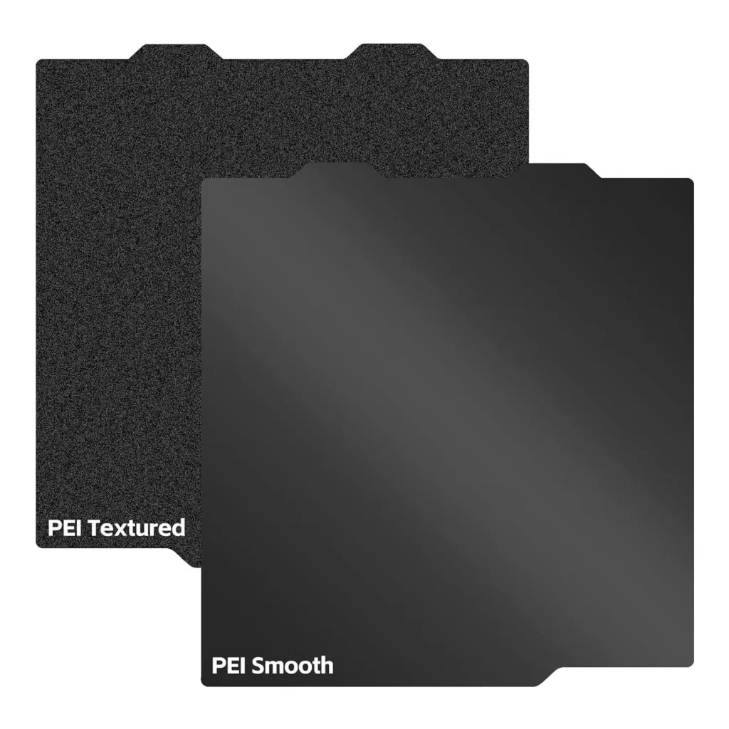 black spring steel build plates with textured PEI and smooth PEI surfaces for 3d printer