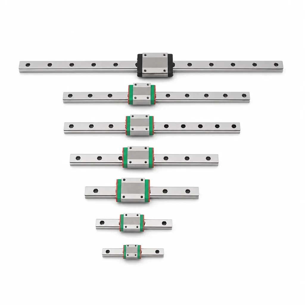 3D printer linear rails and carriages for motion system replacement parts