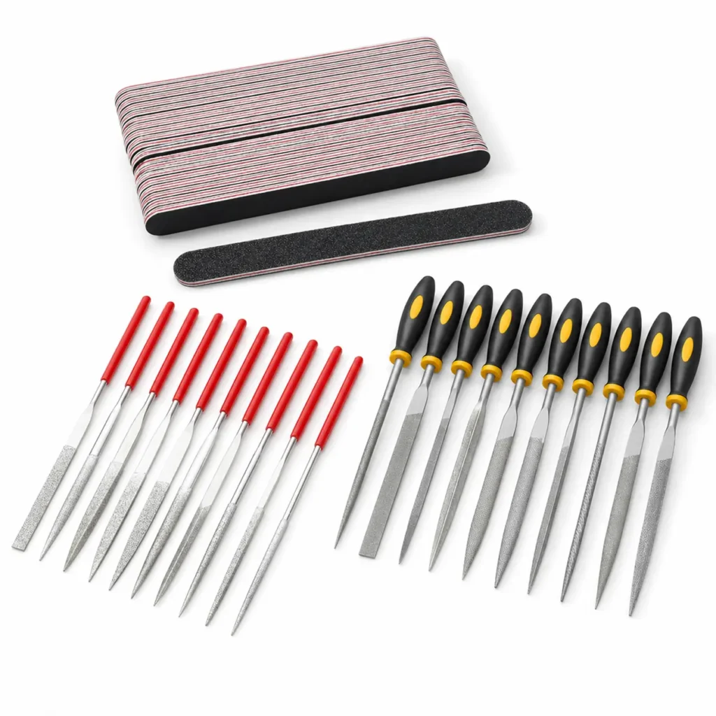 Needle file and sanding tool kit for 3D printer maintenance, model finishing and small parts cleaning
