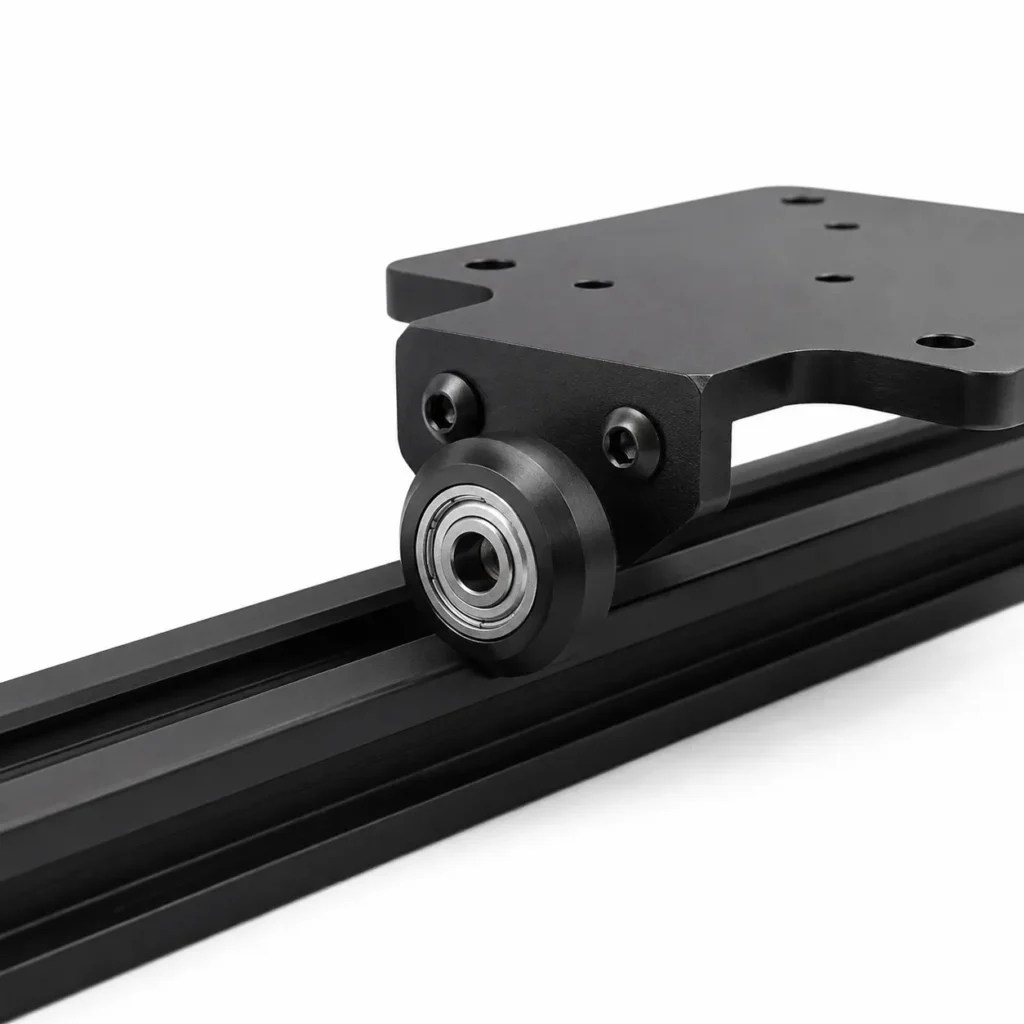 Roller wheel carriage assembly for 3D printer motion system