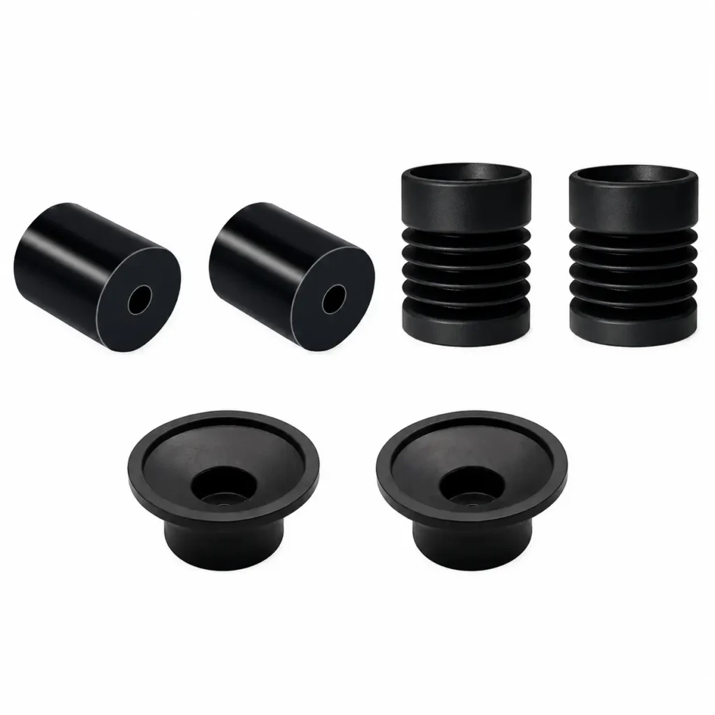 3D printer silicone feet and heatbed spacers including anti-slip silicone feet and black silicone bed spacers