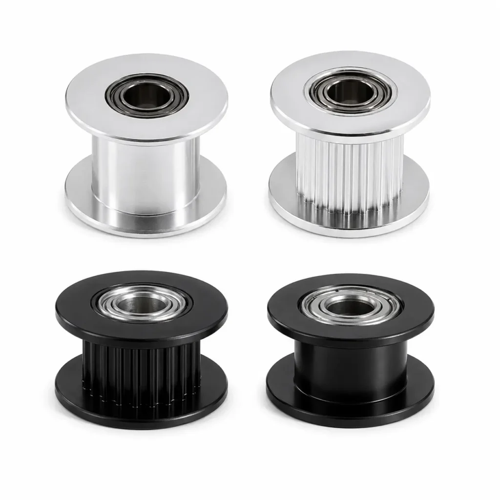 Smooth and toothed idler pulleys for 3D printer GT2 belt motion system