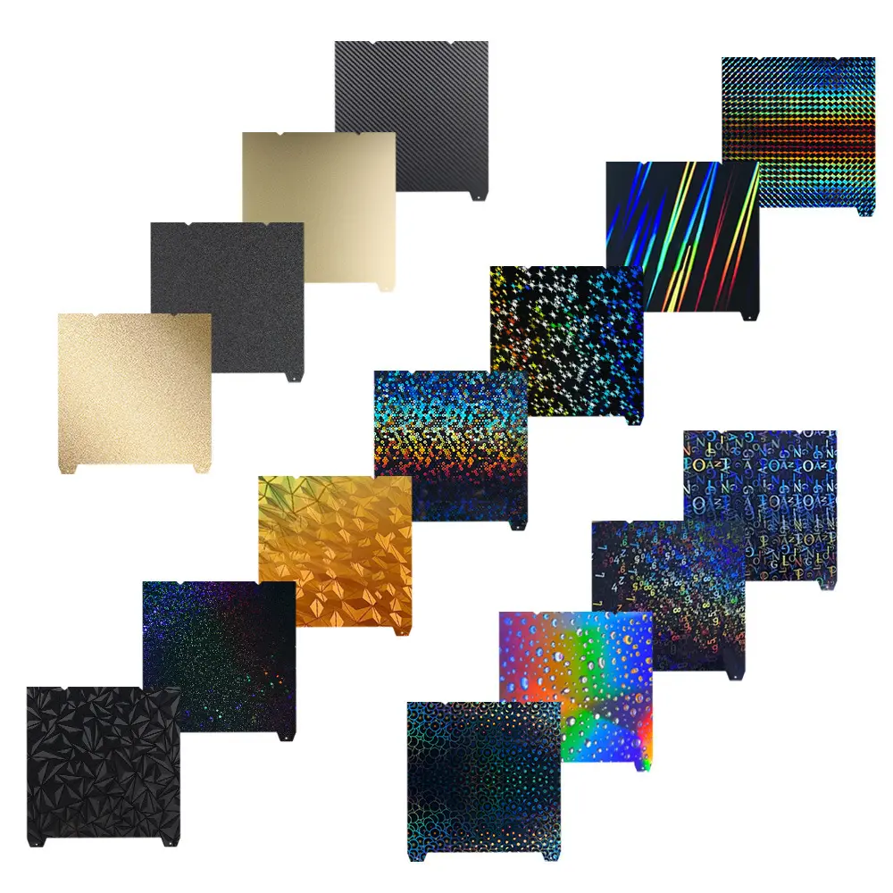 spring steel build plate custom surface and specialty finish options with various textures and colors for 3d printer