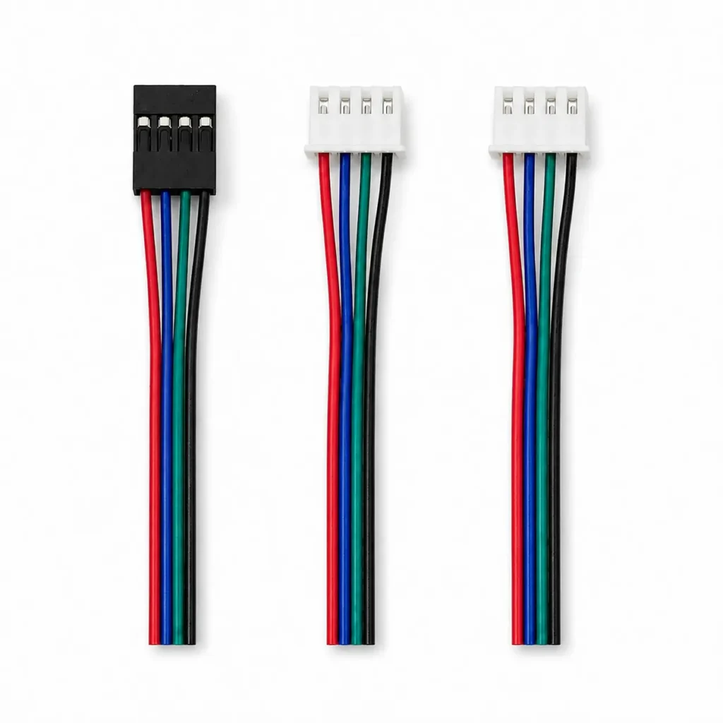 3D printer stepper motor cable connectors with 4-wire motor leads