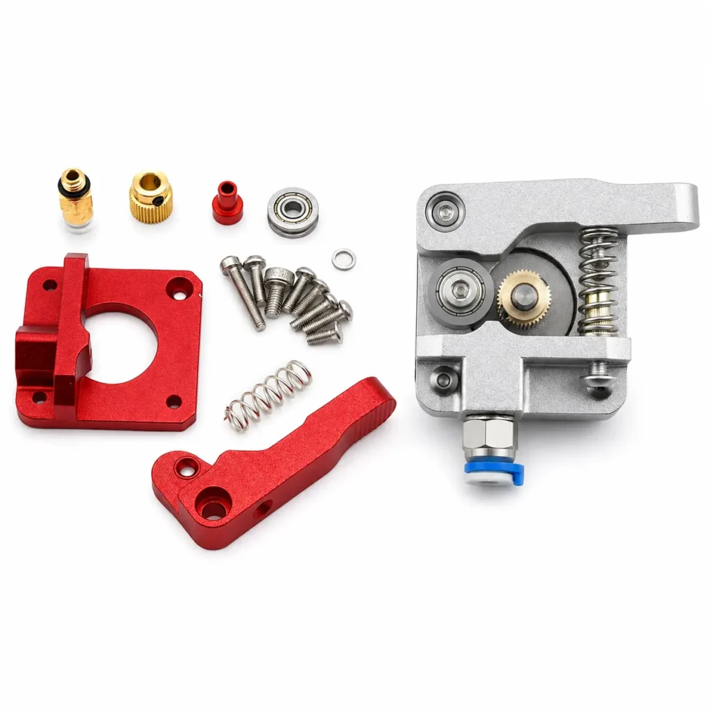 Aluminum MK8 extruder kit for Creality CR-10 and Ender-3 series in red and silver