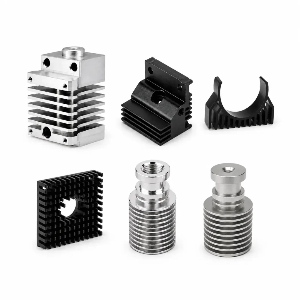3D printer hotend and extruder heatsinks for V6, Creality K1, Ender 3 V3, MK7 MK8 and stepper motors