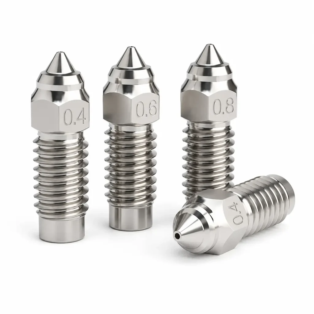 Chromium zirconium 3D printer nozzles set in different sizes