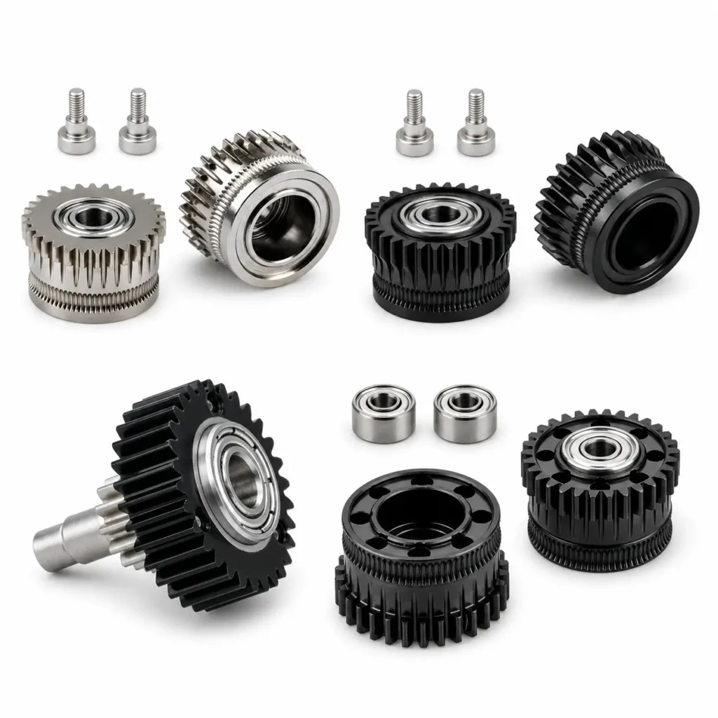 Dual gear extruder sets and reduction gear kits for Creality K1 K1C K1 Max Ender 3 V3 Plus and K2 Plus